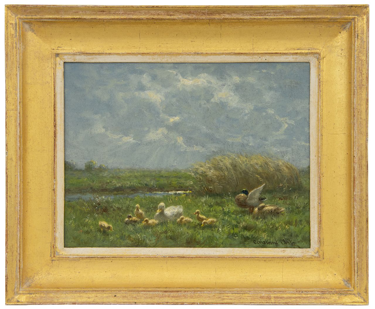 Artz C.D.L.  | 'Constant' David Ludovic Artz | Paintings offered for sale | Duck family in a polder landscape, oil on panel 18.1 x 24.1 cm, signed l.r.