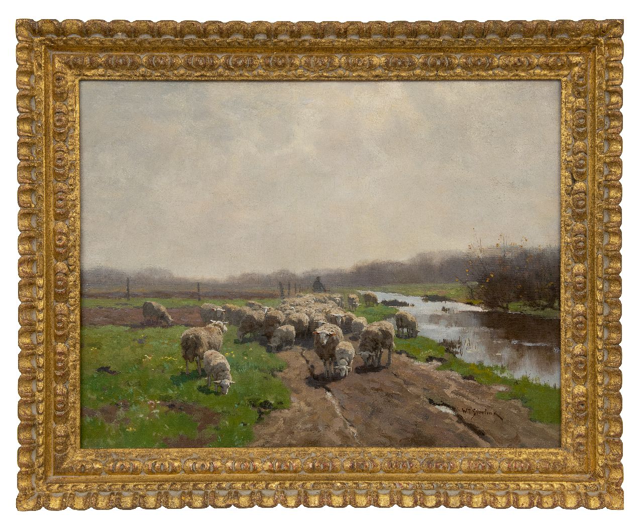 Steelink jr. W.  | Willem Steelink jr. | Paintings offered for sale | Shepherd with flock of sheep, oil on canvas 51.5 x 67.0 cm, signed l.r.