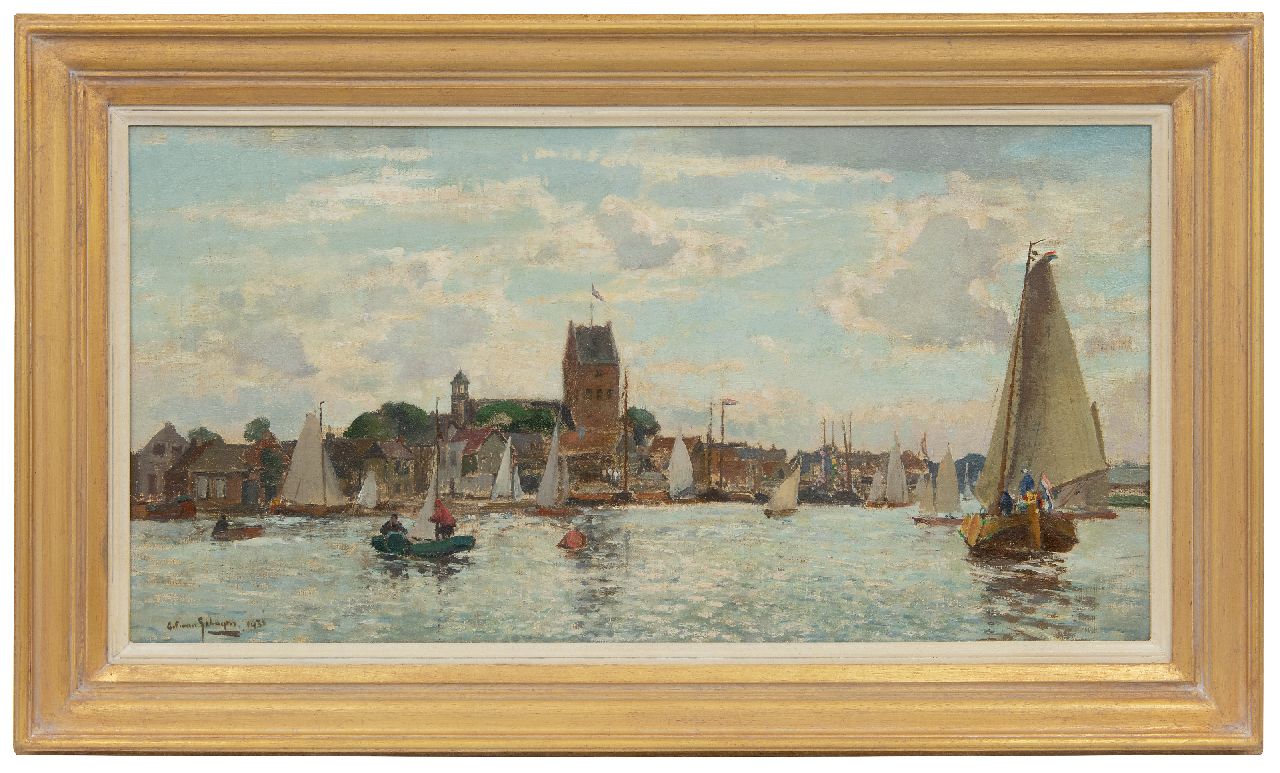 Schagen G.F. van | Gerbrand Frederik van Schagen | Paintings offered for sale | Back from the sailing race at Grou, oil on canvas 30.0 x 50.0 cm, dated 1931