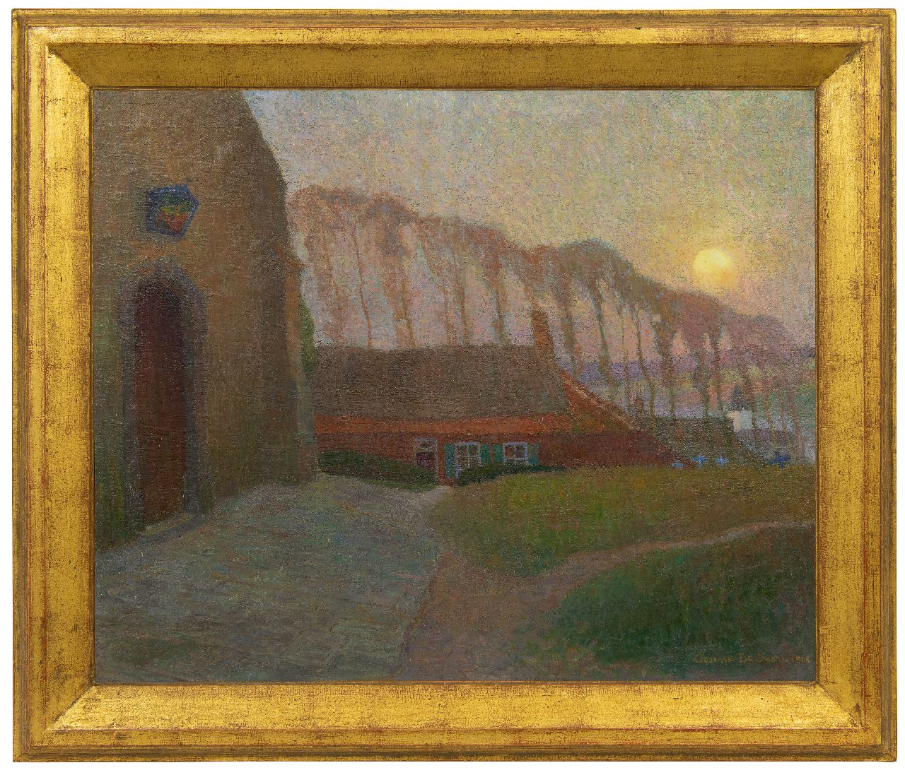 Smet G. de | Gustave de Smet | Paintings offered for sale | Landscape with a church, oil on canvas laid down on panel 69.4 x 84.4 cm, signed l.r. and dated 1904