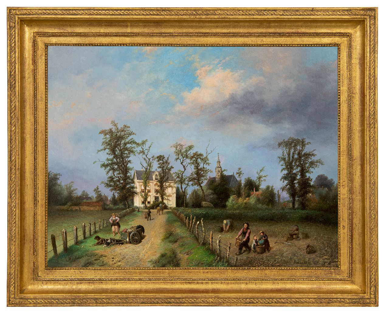 Fabius J.  | Jan Fabius, A view of the Achterweg in Heemsede with the new rectory and the Oude Kerk, oil on canvas laid down on board 49.4 x 64.4 cm, signed l.r. and dated 1875