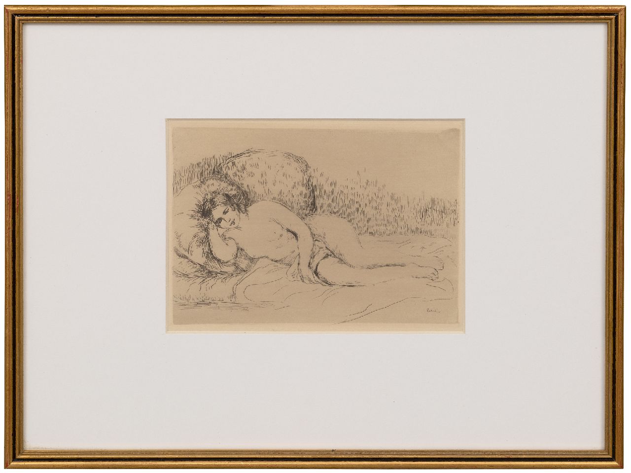 Renoir P.A.  | Pierre 'Auguste' Renoir, Femme nue couchée, etching 13.4 x 19.4 cm, signed l.r. (in the plate) and executed in 1906