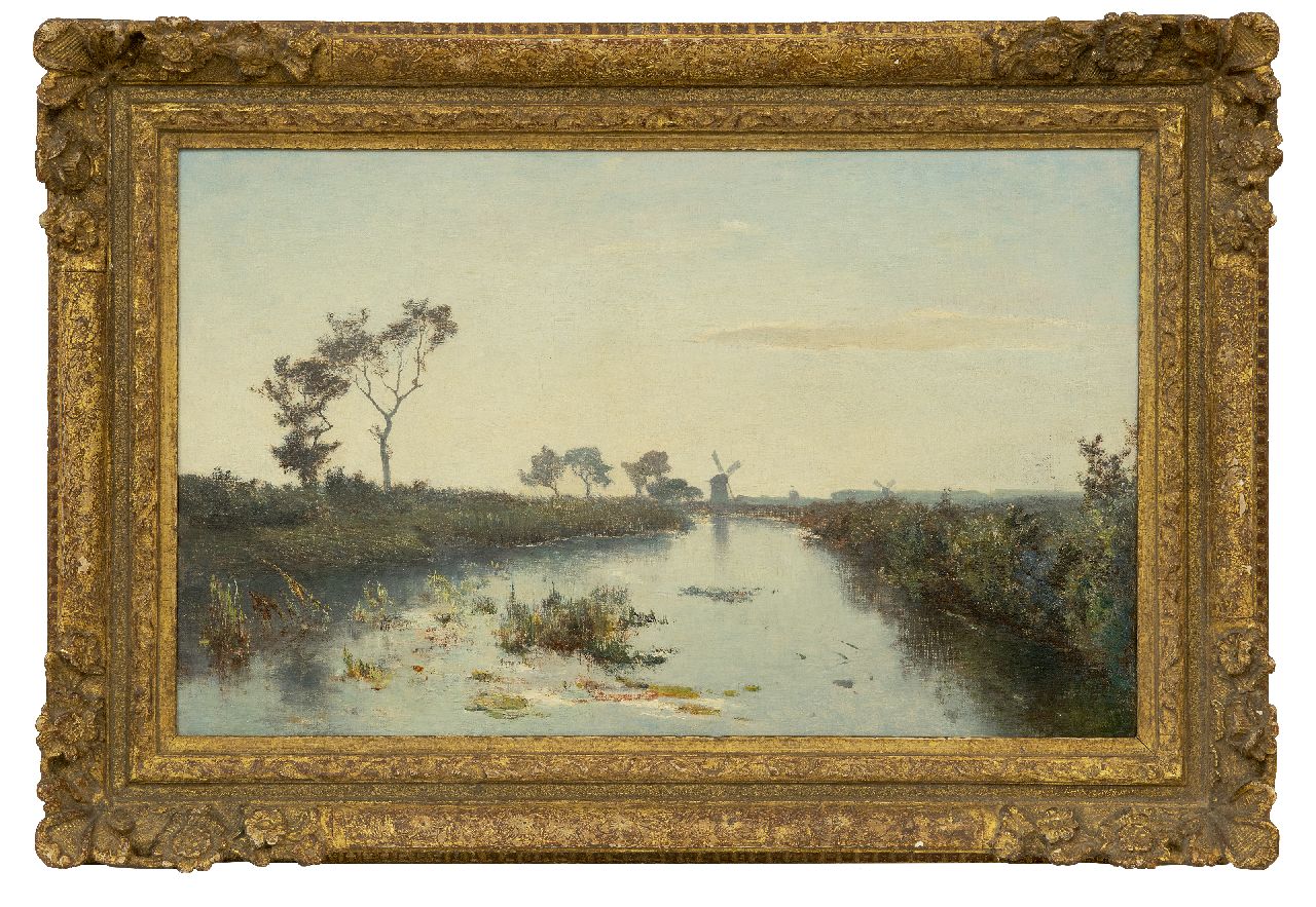 Gabriel P.J.C.  | Paul Joseph Constantin 'Constan(t)' Gabriel, Early morning in the polder near Kortenhoef, oil on canvas 36.3 x 58.2 cm, signed l.r.