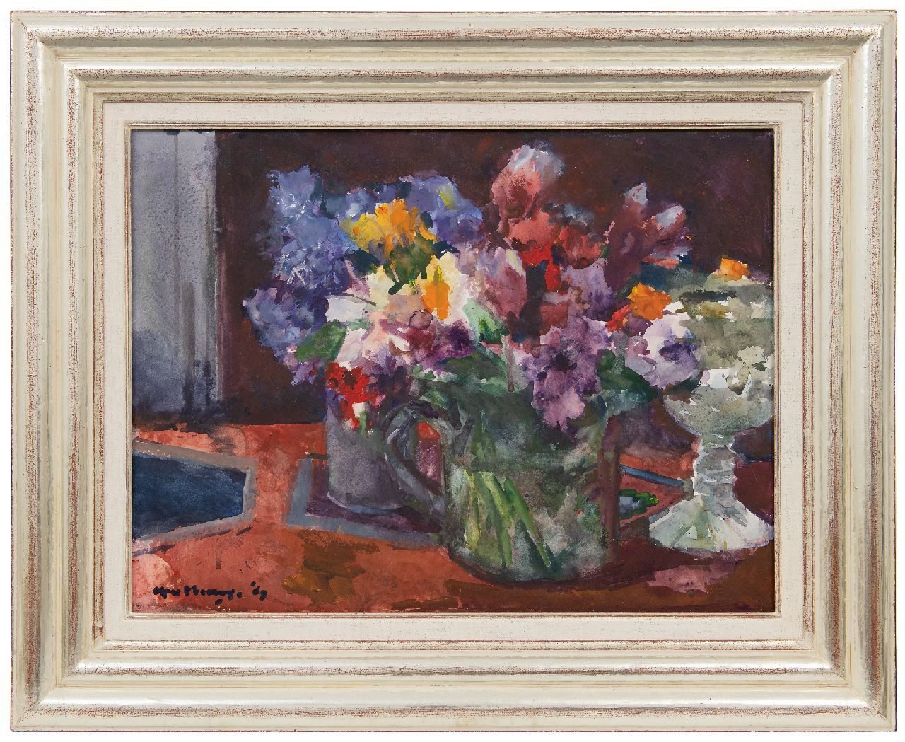 Verwey K.  | Kees Verwey | Watercolours and drawings offered for sale | Vases with flowers, watercolour on paper 48.8 x 63.9 cm, signed l.l. and dated '69