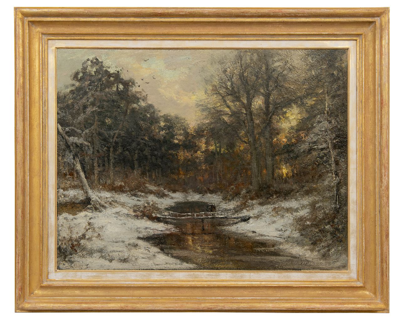 Apol L.F.H.  | Lodewijk Franciscus Hendrik 'Louis' Apol | Paintings offered for sale | Snowy forest at sunset, oil on canvas 71.0 x 92.6 cm, signed l.l.