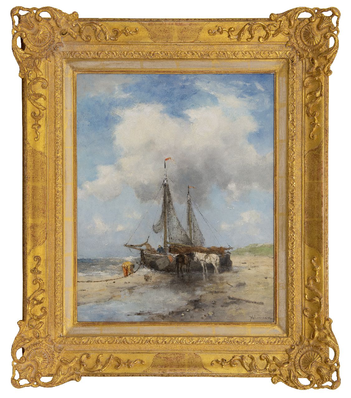 Scherrewitz J.F.C.  | Johan Frederik Cornelis Scherrewitz | Paintings offered for sale | Fishing boats on the beach, oil on canvas 50.5 x 40.5 cm, signed l.r.