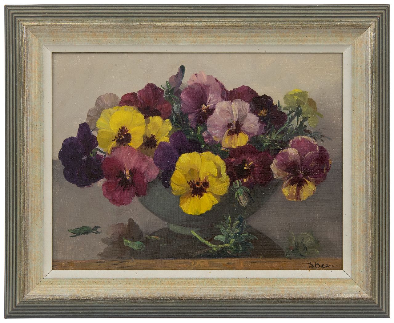 Been D.  | Daniël Been | Paintings offered for sale | Colored violets in a bowl, oil on canvas 29.9 x 40.1 cm, signed l.r.