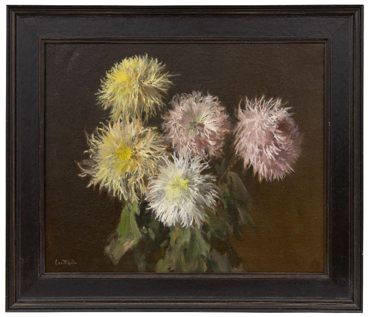 Windt Ch. van der | Christophe 'Chris' van der Windt | Paintings offered for sale | Chrysanthemums, oil on canvas 45.2 x 55.3 cm, signed l.l.