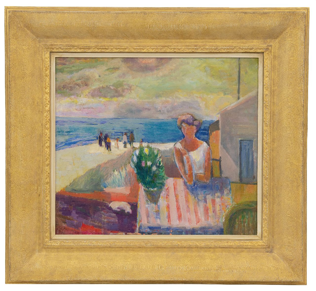 Serger F.B.  | Frederick Bedrich Serger | Paintings offered for sale | Terrace near the sea, oil on board 39.6 x 44.6 cm, signed l.r.