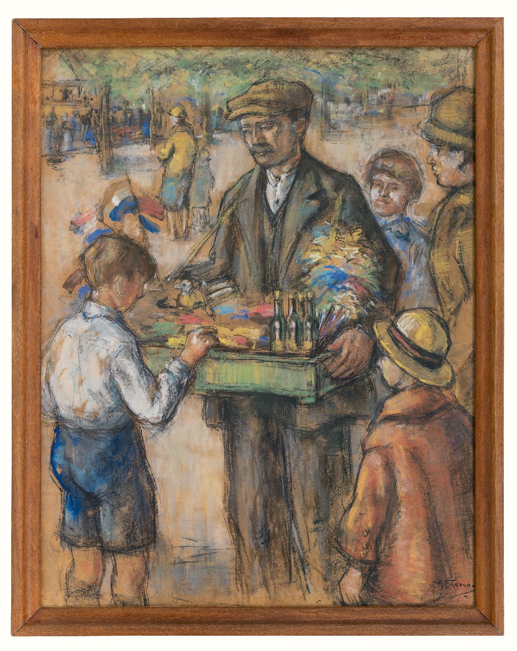 Fresco A.  | Abraham Fresco, Street vendor, pastel on paper 56.9 x 44.0 cm, signed l.r.
