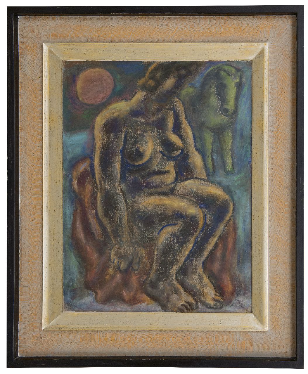 Gestel L.  | Leendert 'Leo' Gestel | Watercolours and drawings offered for sale | Seated woman with a horse, pastel on paper 63.0 x 48.0 cm, signed l.l. (indistinctly) and dated 1932 (indistinctly)