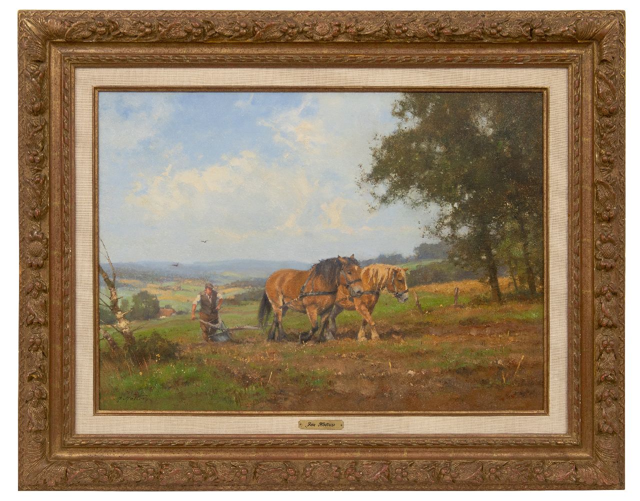 Holtrup J.  | Jan Holtrup | Paintings offered for sale | Plowing farmer at Groesbeek, oil on canvas 50.1 x 69.9 cm, signed l.l.