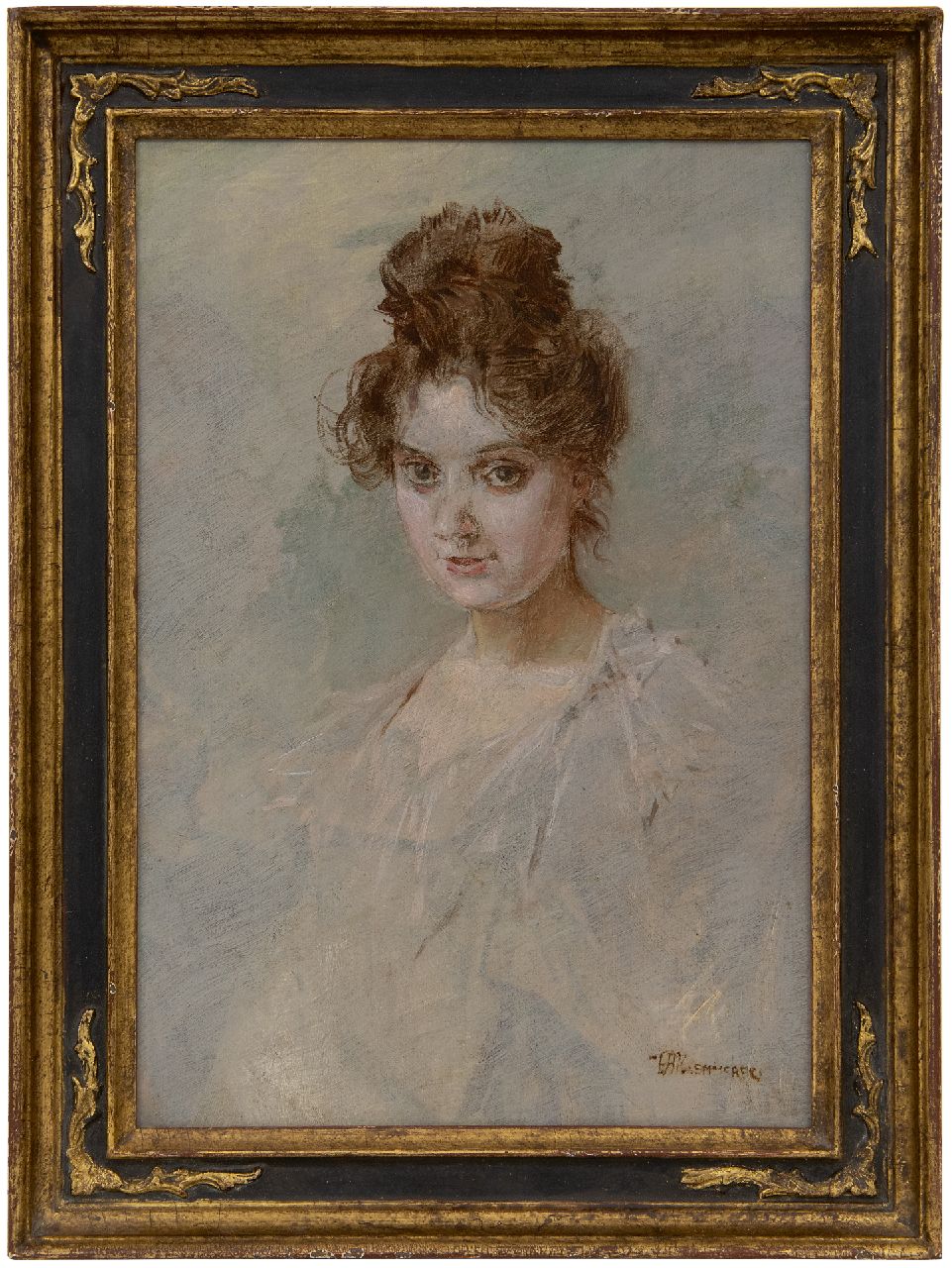 Kaemmerer F.H.  | Frederik Hendrik Kaemmerer | Paintings offered for sale | Portrait of a woman, oil on panel 25.5 x 17.5 cm, signed l.r.