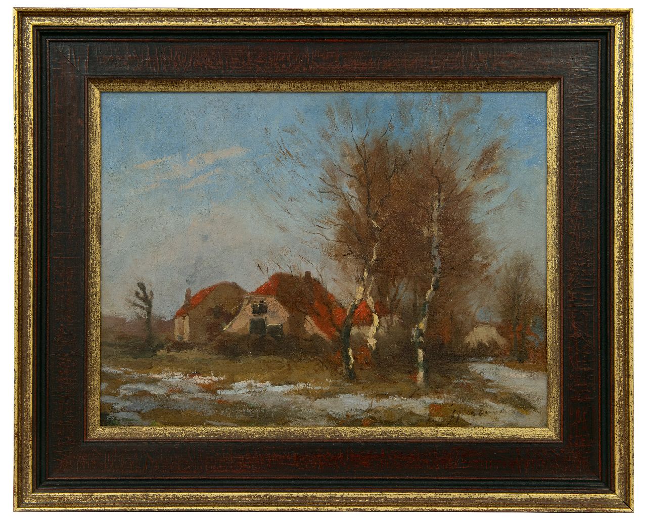 Stegeman G.  | Gerrit 'Gert' Stegeman | Paintings offered for sale | Landscape with melting snow, oil on canvas 31.8 x 42.2 cm, signed l.r.