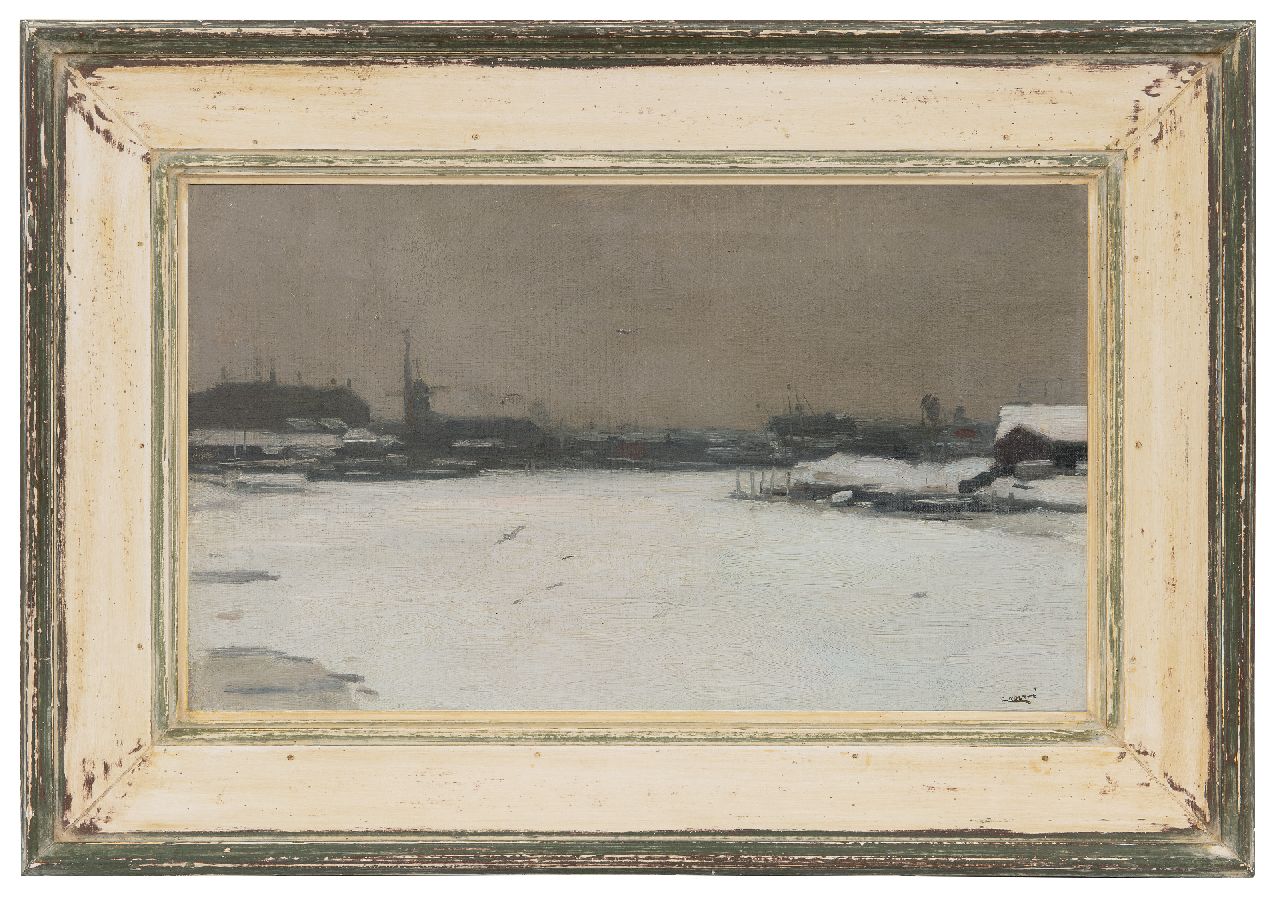 Noltee B.C.  | Bernardus Cornelis 'Cor' Noltee | Paintings offered for sale | A frozen river landscape, oil on canvas 30.5 x 49.2 cm, signed l.r.