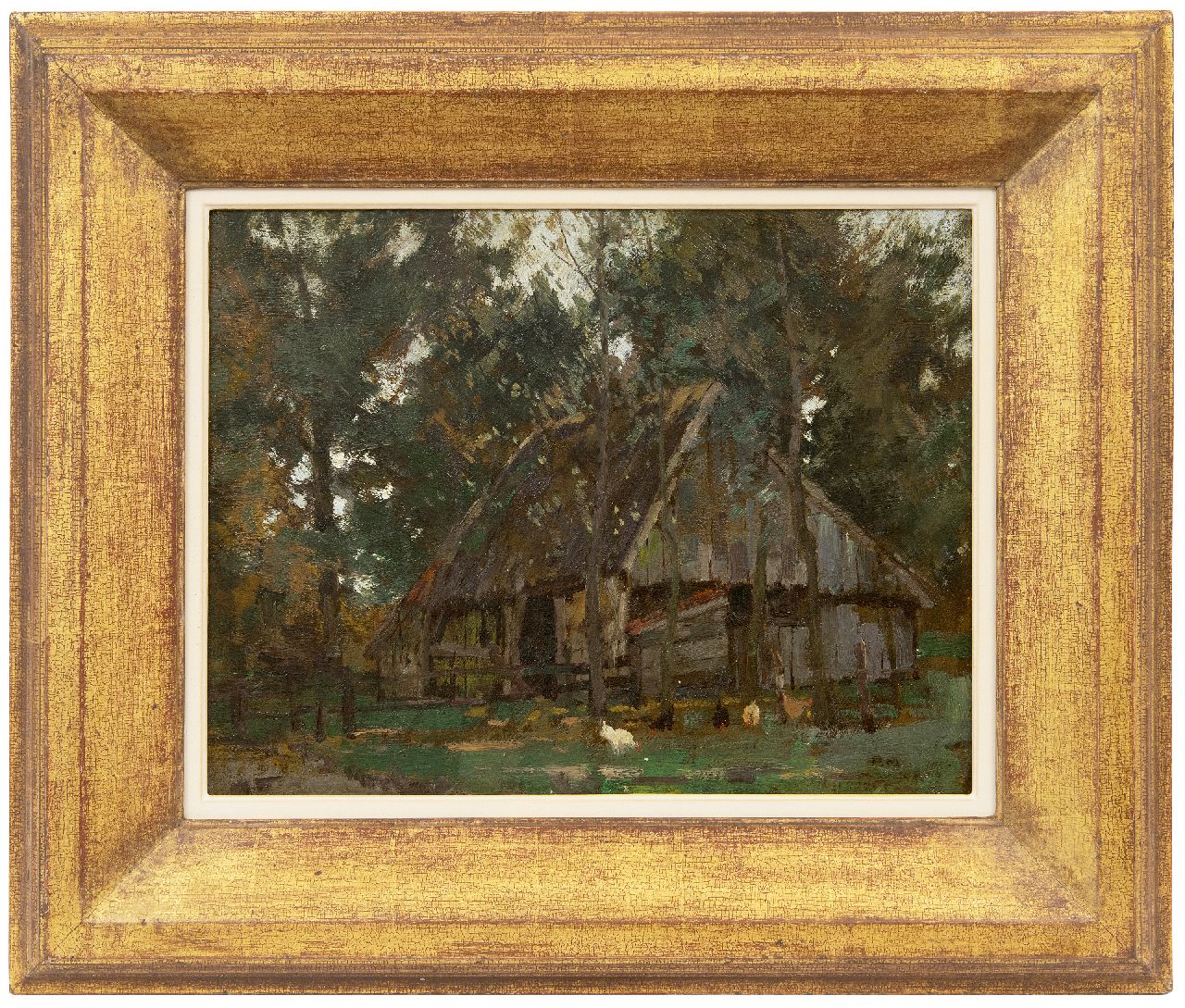 Meiners P.  | Pieter 'Piet' Meiners | Paintings offered for sale | Barn in the woods, oil on canvas 41.0 x 31.0 cm, signed l.r. with initials