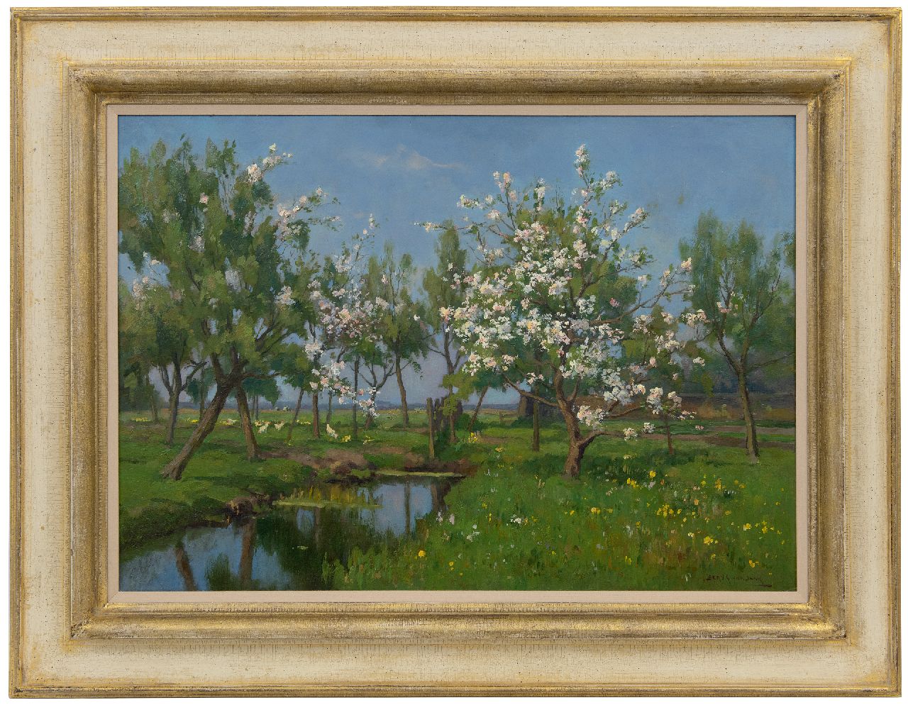 Beek B.A. van | Bernardus Antonie van Beek | Paintings offered for sale | Trees blossoming, oil on painter's board 49.7 x 70.2 cm, signed l.r.