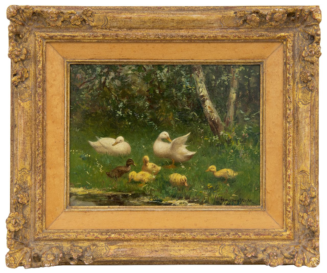 Artz C.D.L.  | 'Constant' David Ludovic Artz | Paintings offered for sale | Ducklings on a river bank, oil on panel 18.1 x 24.5 cm, signed l.r.