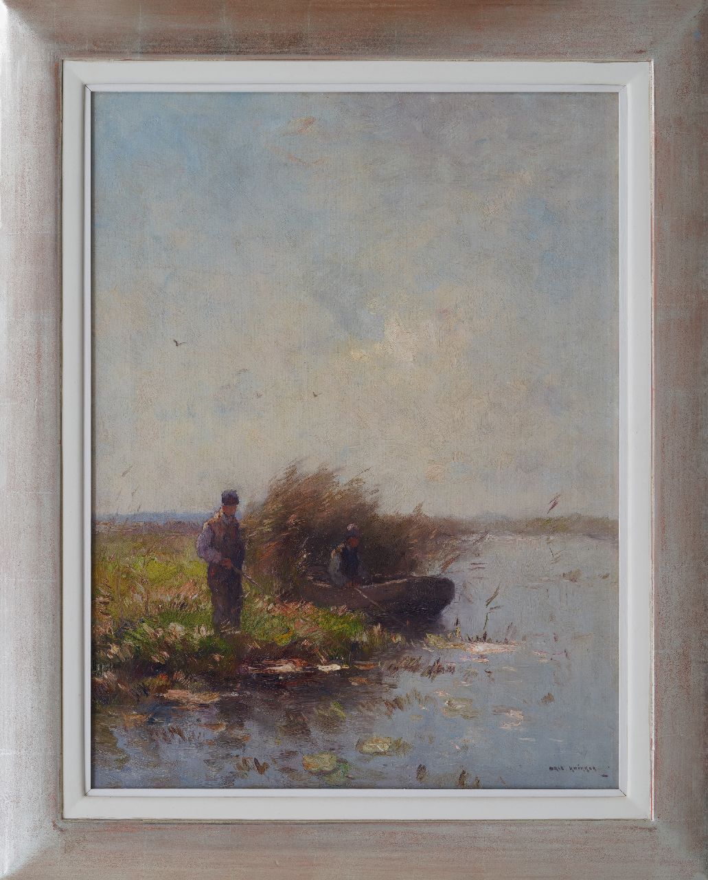 Knikker A.  | Aris Knikker | Paintings offered for sale | Fishing in the reeds, oil on canvas 65.2 x 49.5 cm, signed l.r.