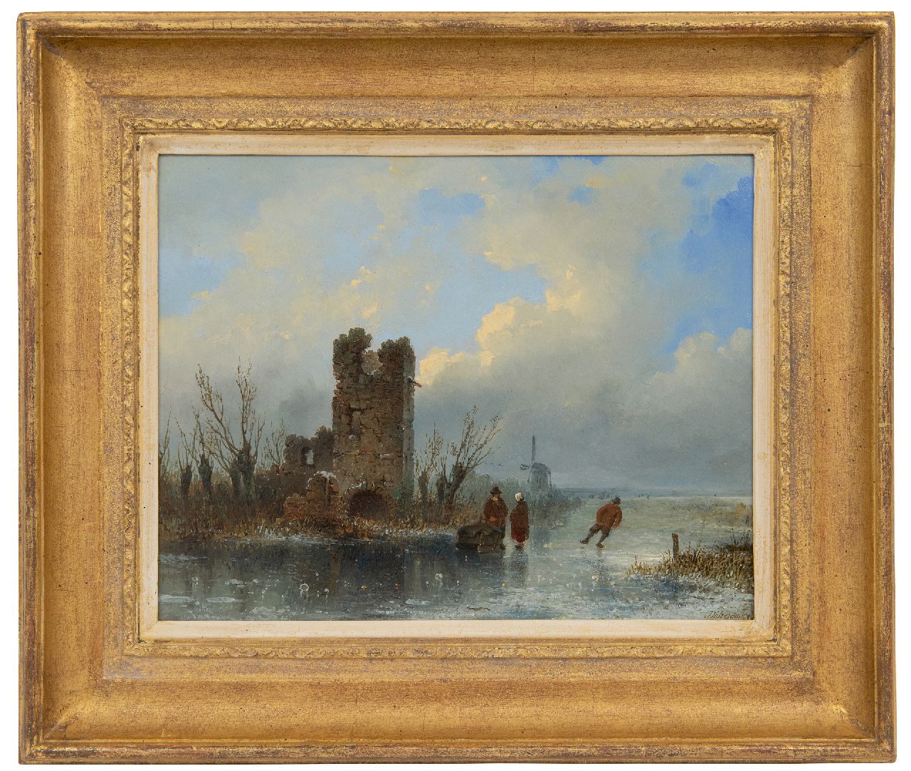 Hilverdink J.  | Johannes Hilverdink, A winter day on the ice, oil on panel 24.7 x 31.3 cm, signed l.r. and dated '49