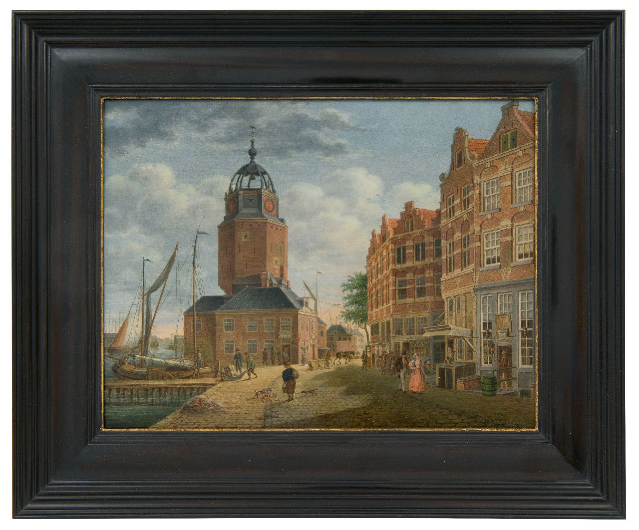 Zijderveld W.  | Willem Zijderveld | Paintings offered for sale | Townscape with quay and inner harbor, oil on panel 25.6 x 33.2 cm, signed l.r.