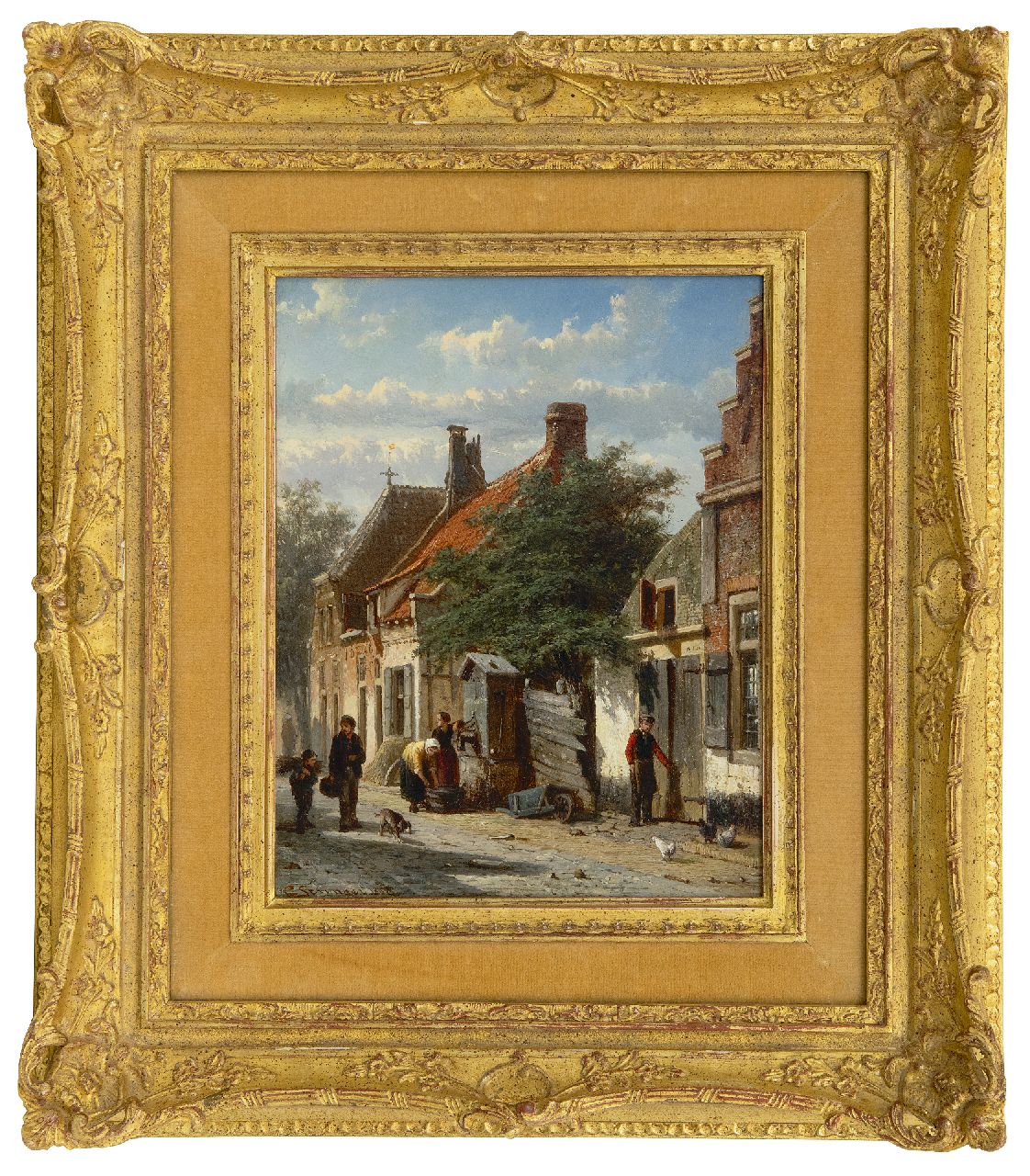 Springer C.  | Cornelis Springer, The Walstraatje in Harderwijk, oil on panel 25.2 x 19.8 cm, signed l.l. and on a label on the reverse and recto and on the reverse dated 1862