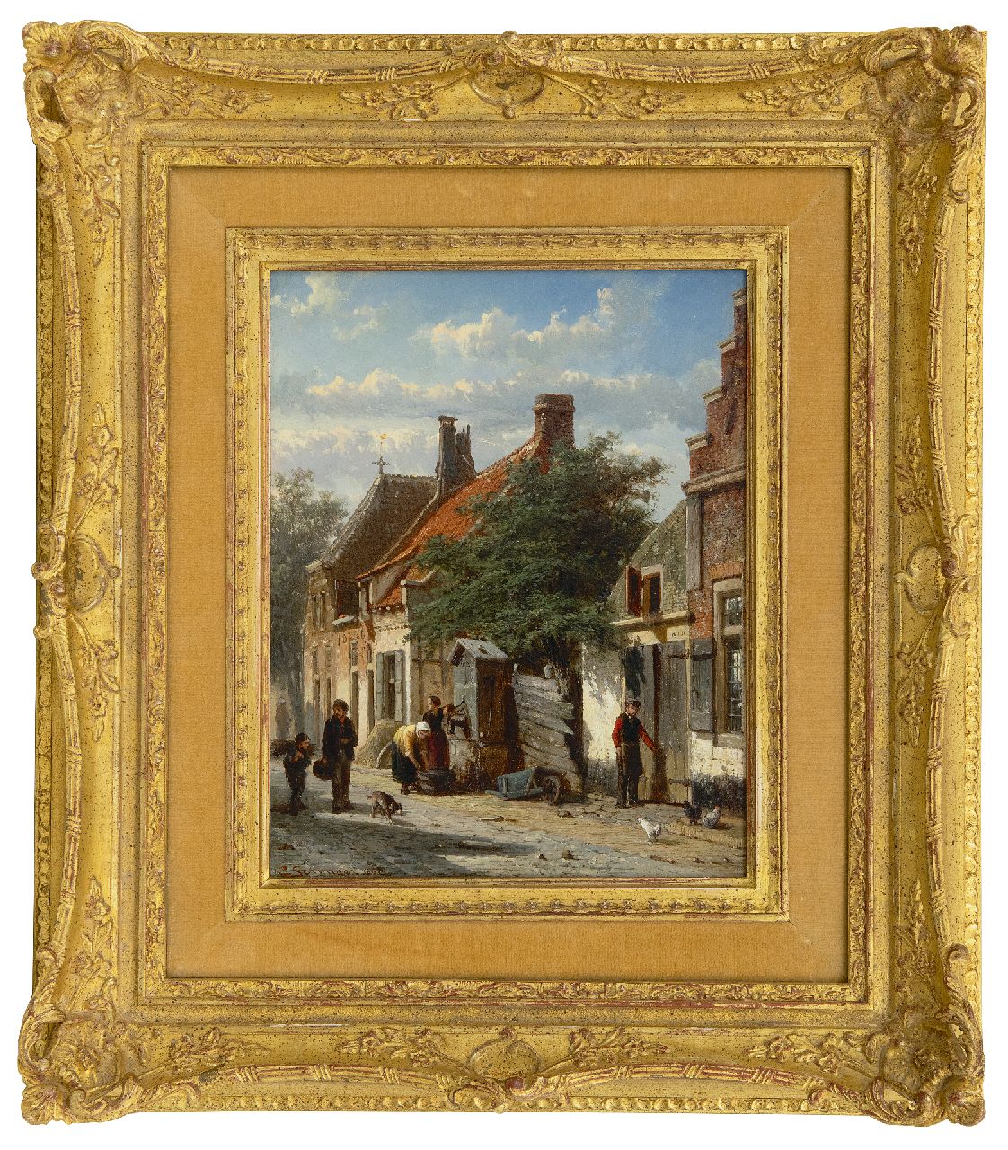 Springer C.  | Cornelis Springer, The Walstraatje in Harderwijk, oil on panel 25.2 x 19.8 cm, signed l.l. and on a label on the reverse and recto and on the reverse dated 1862