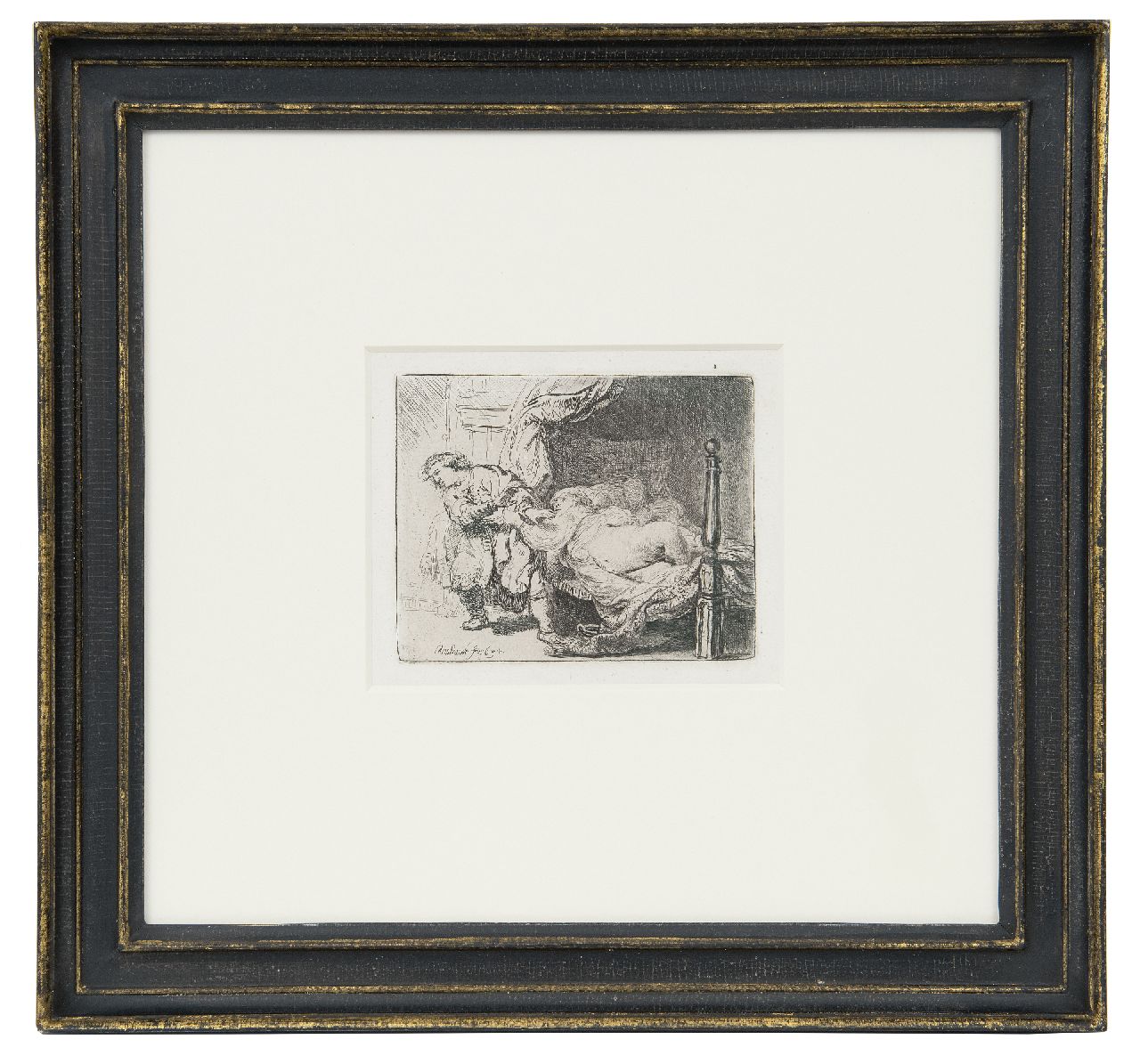 Rembrandt (Rembrandt Harmensz. van Rijn)   | Rembrandt (Rembrandt Harmensz. van Rijn) | Prints and Multiples offered for sale | Josef and Potifar's wife, etching on paper 9.0 x 11.5 cm, signed l.l. on the plate and dated on the plate 1634