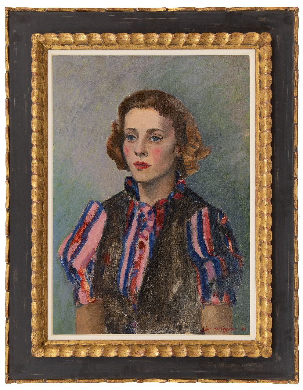 Wiegers J.  | Jan Wiegers | Paintings offered for sale | Woman in a striped blouse, oil on canvas 65.1 x 46.1 cm, signed l.r. and dated '40