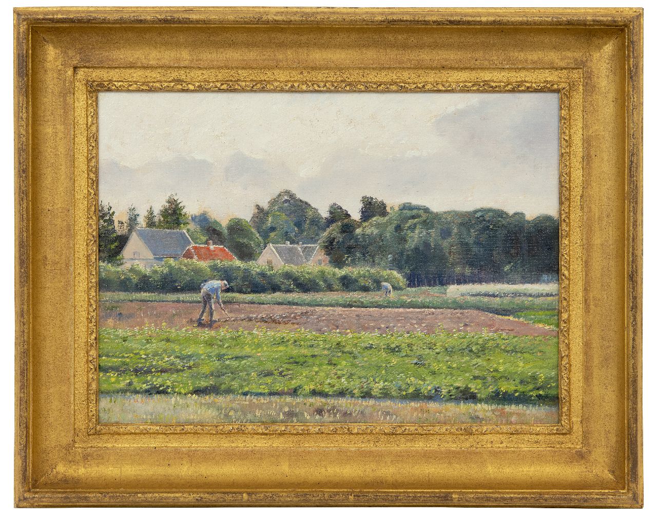 Stricker C.L.  | Charles Ludwig Stricker | Paintings offered for sale | Landscape at Ede, augustus 1918, oil on canvas laid down on board 25.1 x 34.5 cm, ca. august 1918