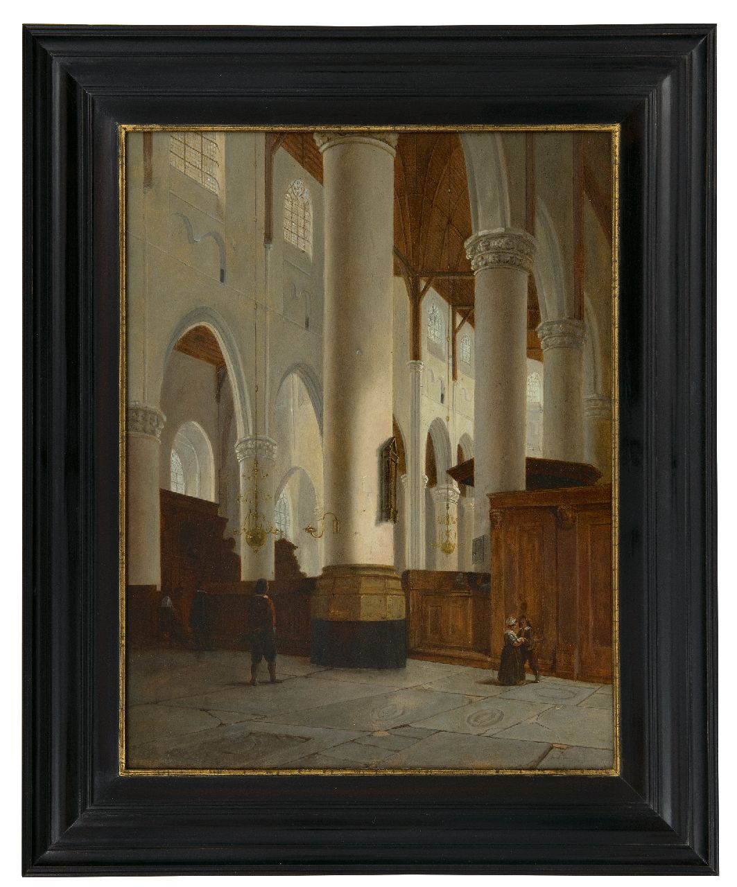 Tetar van Elven J.B.  | Jan 'Johannes' Baptist Tetar van Elven | Paintings offered for sale | Interior of the Laurenschurch in Rotterdam, oil on panel 42.8 x 33.3 cm, signed l.l. with initials