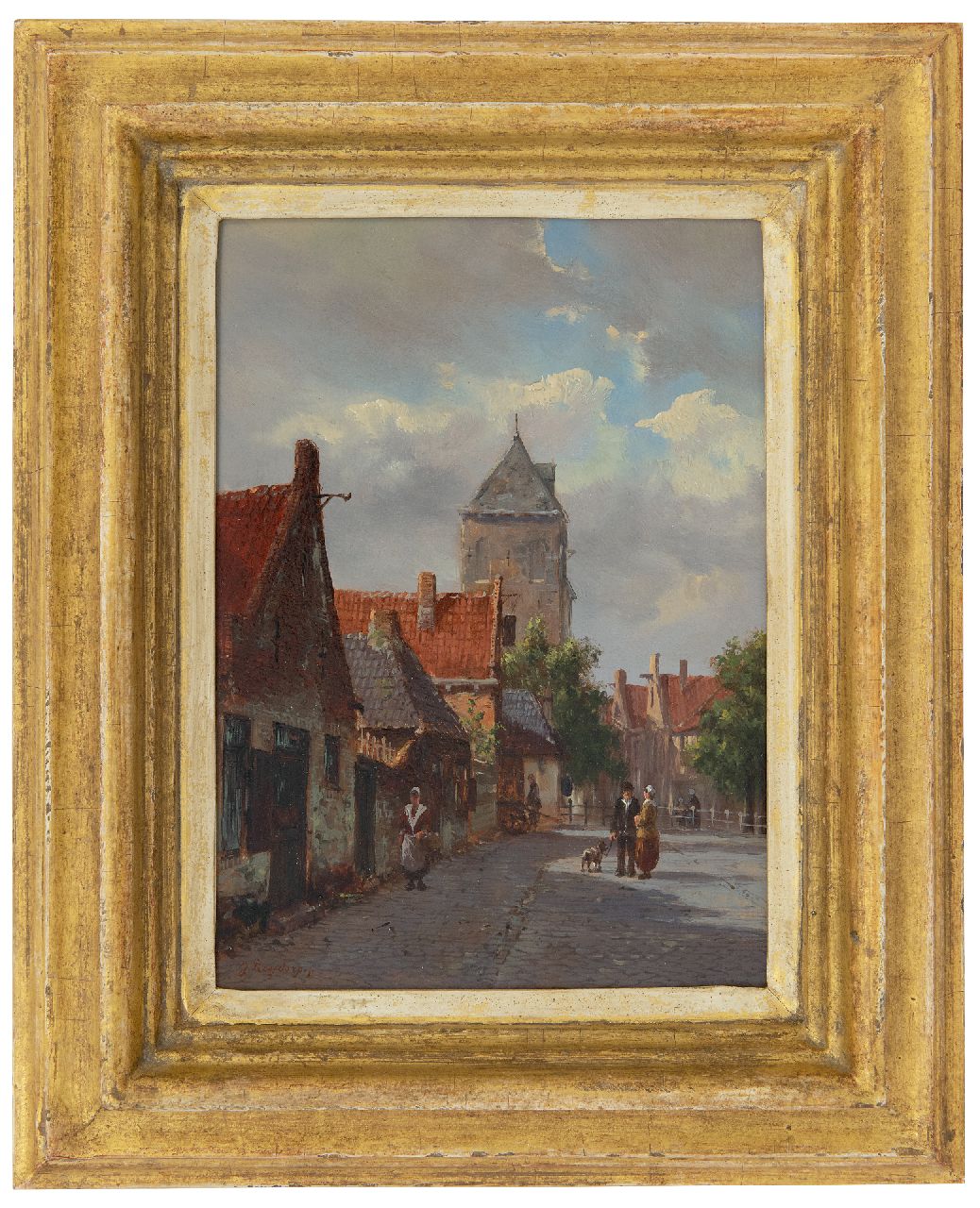 Roosdorp F.  | Frederik Roosdorp | Paintings offered for sale | Sunny street, oil on panel 22.0 x 15.8 cm, signed l.l.