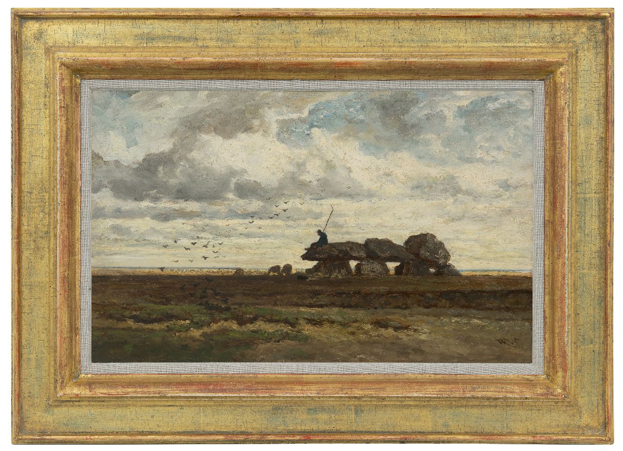 Roelofs W.  | Willem Roelofs, The dolmen of Tynaarlo, Drenthe, oil on panel 28.9 x 46.2 cm, signed l.r. with initials and painted ca. 1863-1870