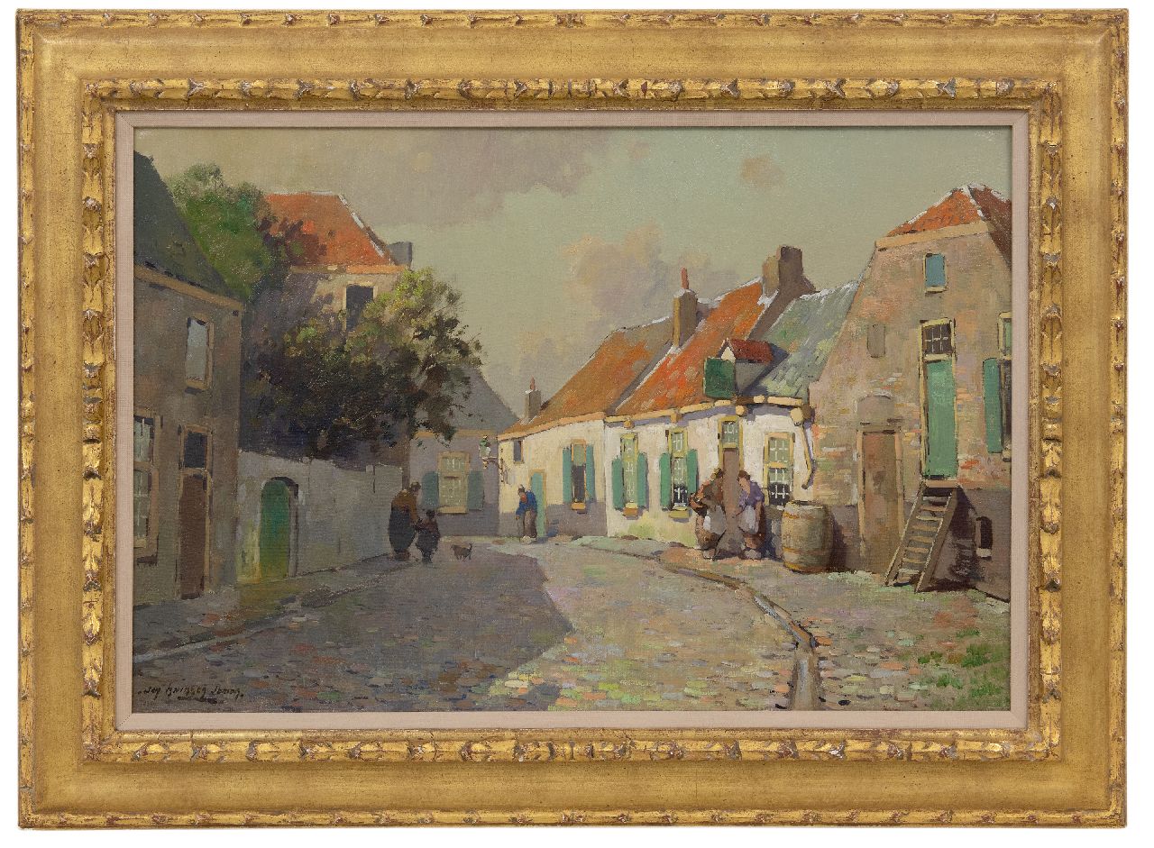 Knikker jr. J.S.  | 'Jan' Simon  Knikker jr. | Paintings offered for sale | Sunny village view with figures, oil on canvas 40.7 x 60.5 cm, signed l.l.