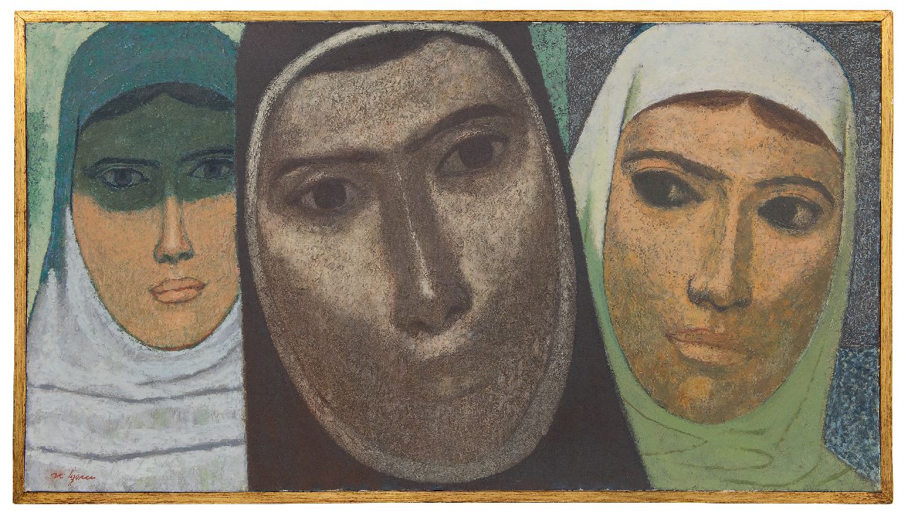 Iyem N.  | Nuri Iyem, Portrait of three women, oil on canvas 53.5 x 99.0 cm, signed l.l.