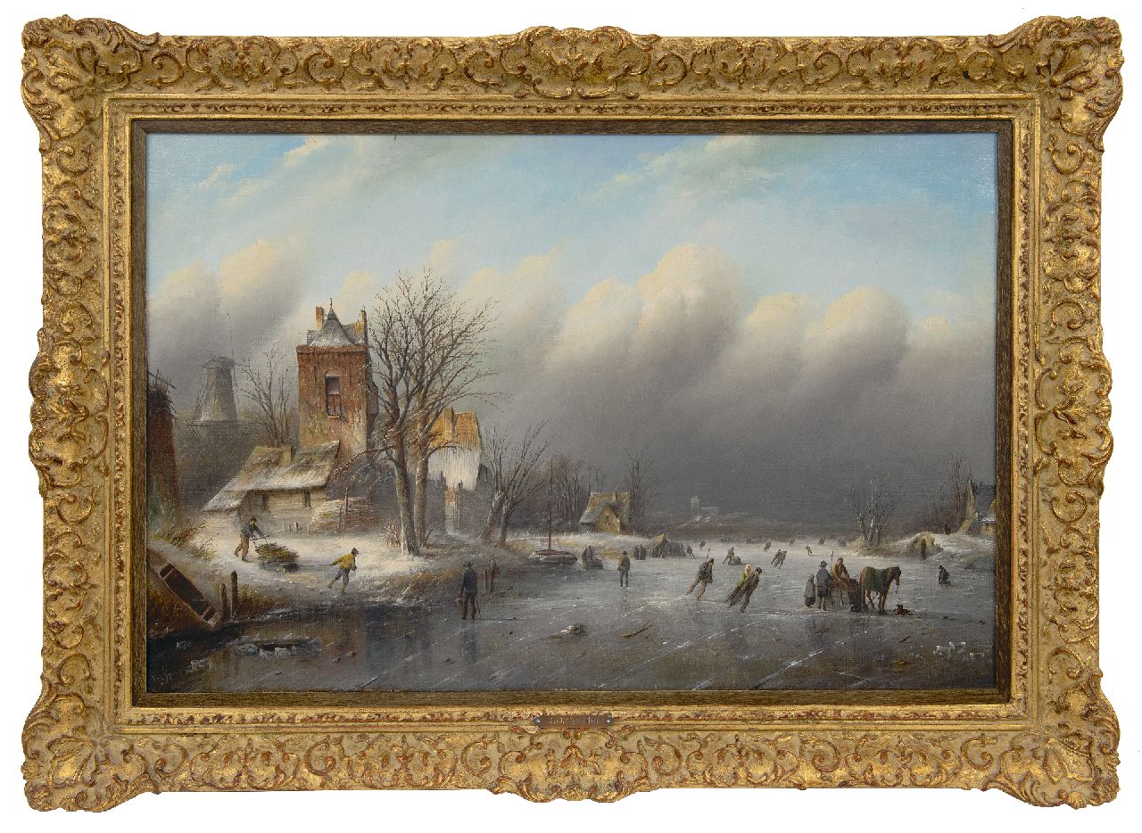 Spohler J.J.C.  | Jacob Jan Coenraad Spohler | Paintings offered for sale | Skating fun in a winter landscape, oil on canvas 44.0 x 67.1 cm, signed l.l.