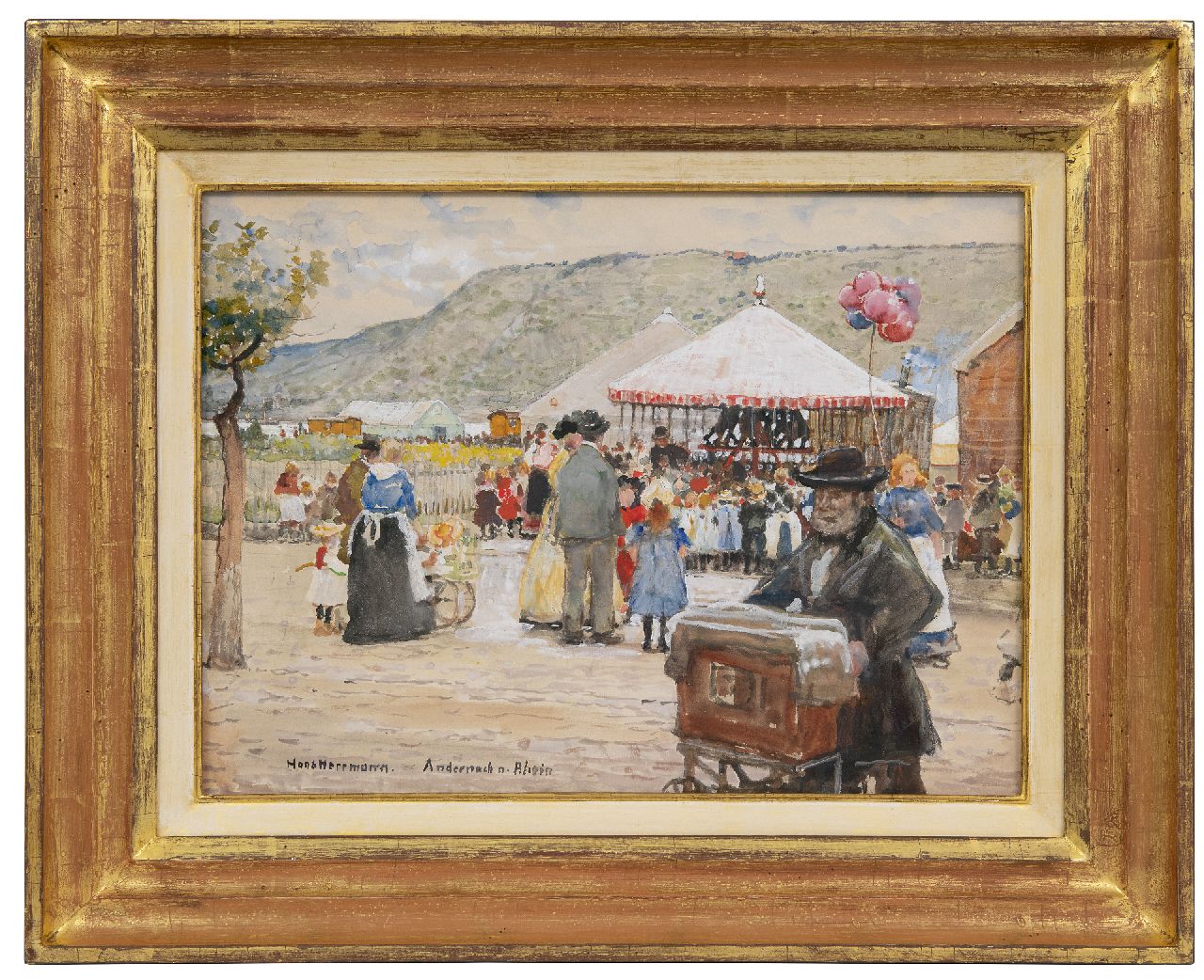 Hermann H.E.R.  | Hans Emil Rudolf Hermann | Watercolours and drawings offered for sale | Fair in Andernach at the Rhine, watercolour and gouache on paper 26.8 x 36.3 cm, signed l.l.