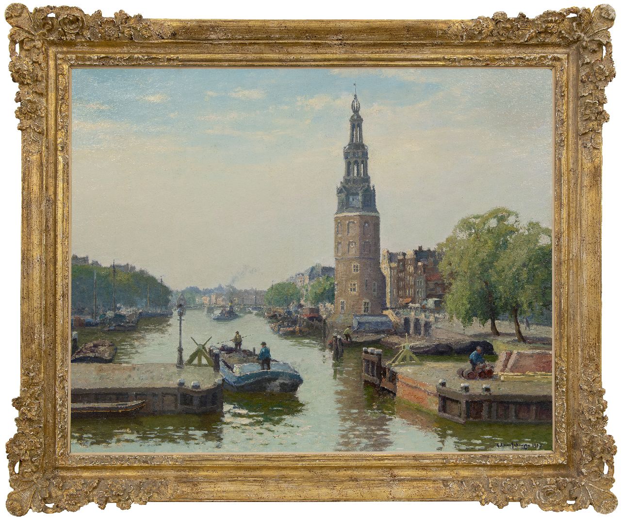 Schagen G.F. van | Gerbrand Frederik van Schagen | Paintings offered for sale | Blick auf den Montelbaanstoren, Amsterdam, oil on canvas 80.7 x 100.9 cm, signed l.r. and dated 1937