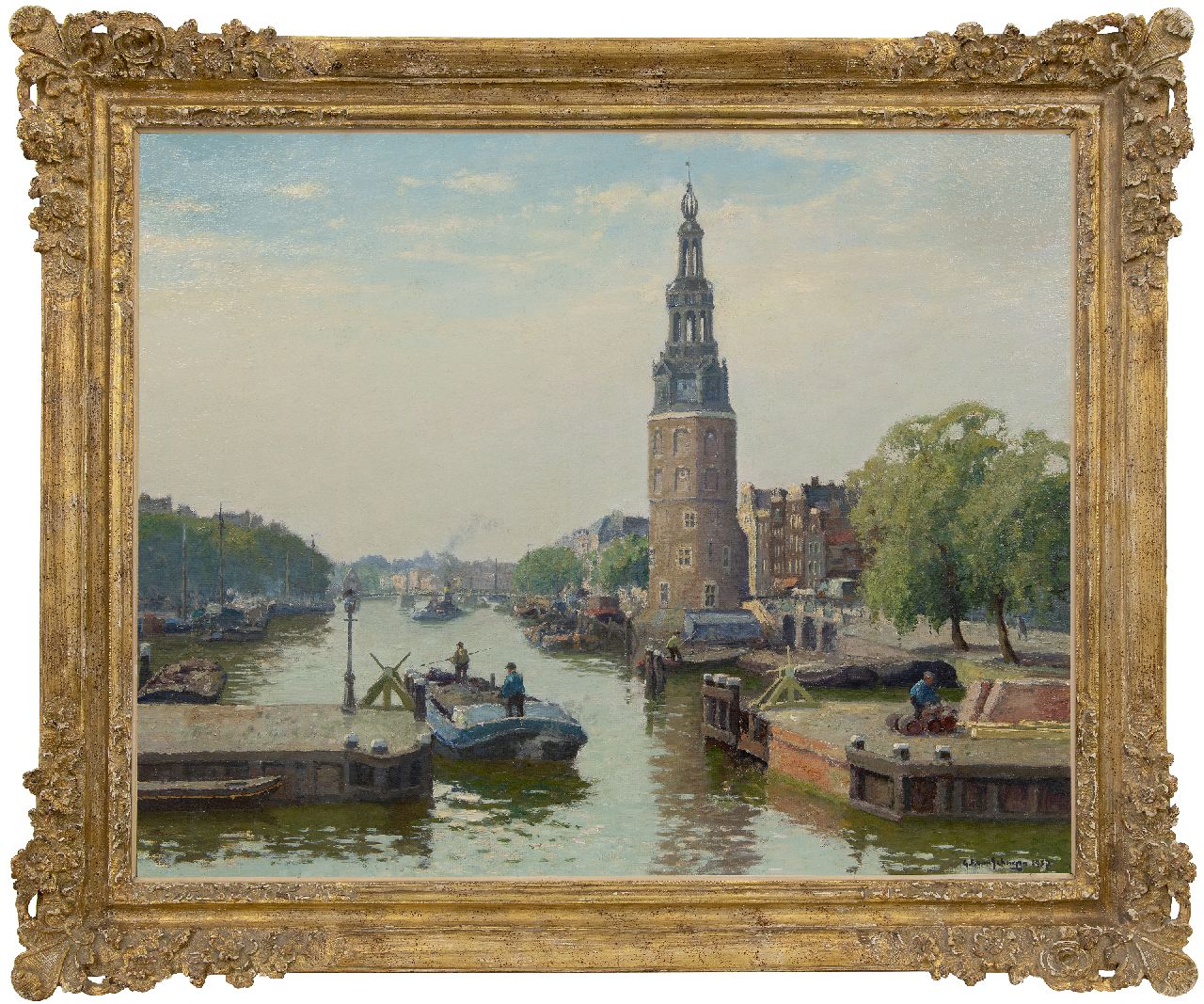 Schagen G.F. van | Gerbrand Frederik van Schagen | Paintings offered for sale | Blick auf den Montelbaanstoren, Amsterdam, oil on canvas 80.7 x 101.5 cm, signed l.r. and dated 1937