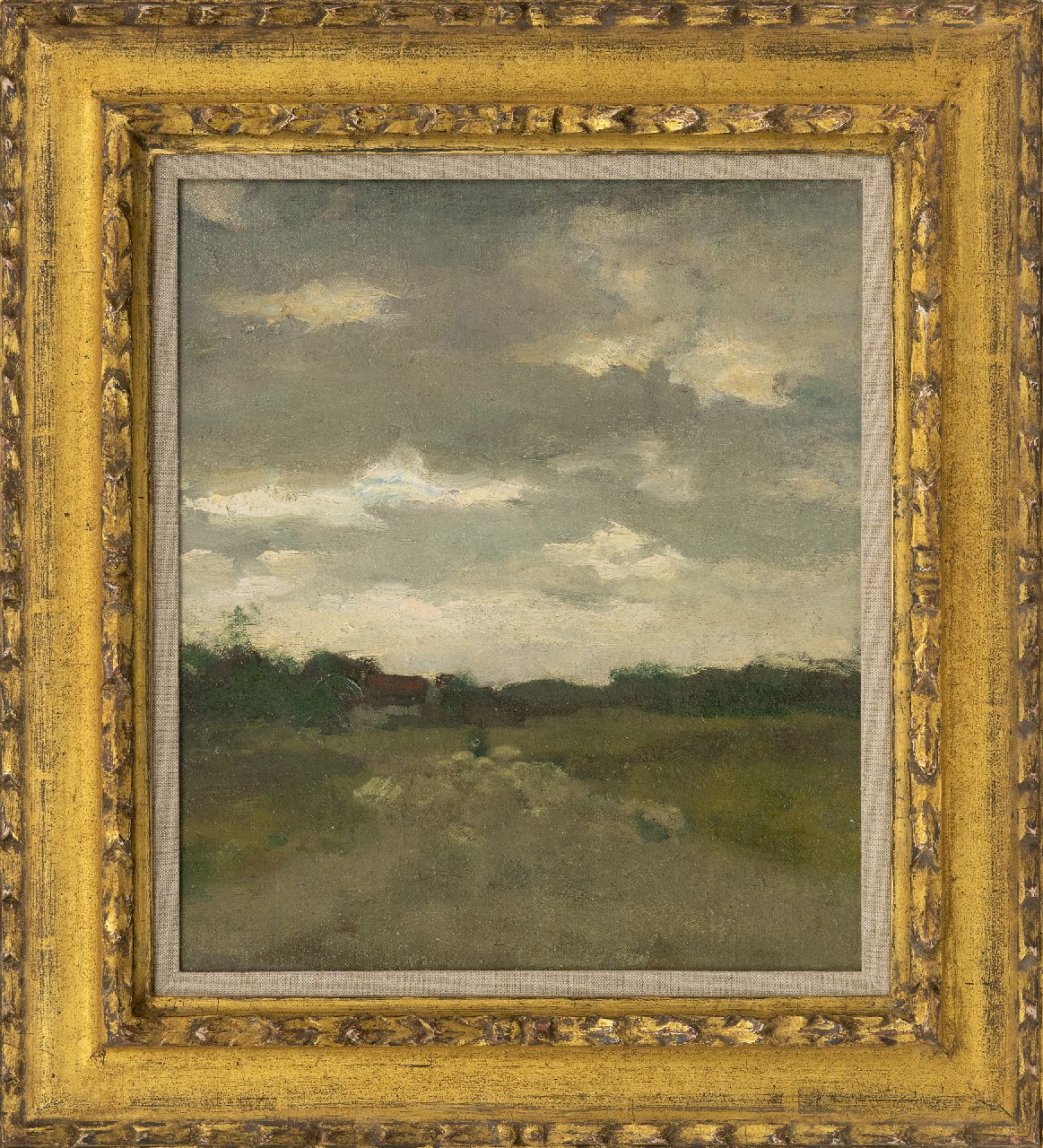 Weissenbruch H.J.  | Hendrik Johannes 'J.H.' Weissenbruch, Landscape with sheep near Waalsdorp, oil on canvas laid down on panel 35.5 x 31.0 cm, painted ca. 1895