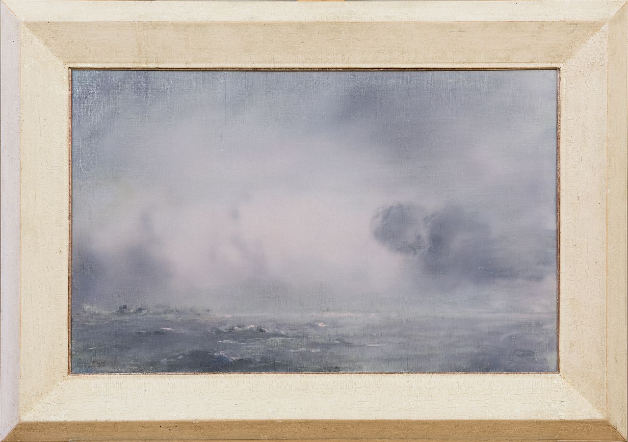 Voerman sr. J.  | Jan Voerman sr., Rising rain shower over the river IJssel, oil on canvas 38.5 x 61.4 cm, signed l.l. with initials