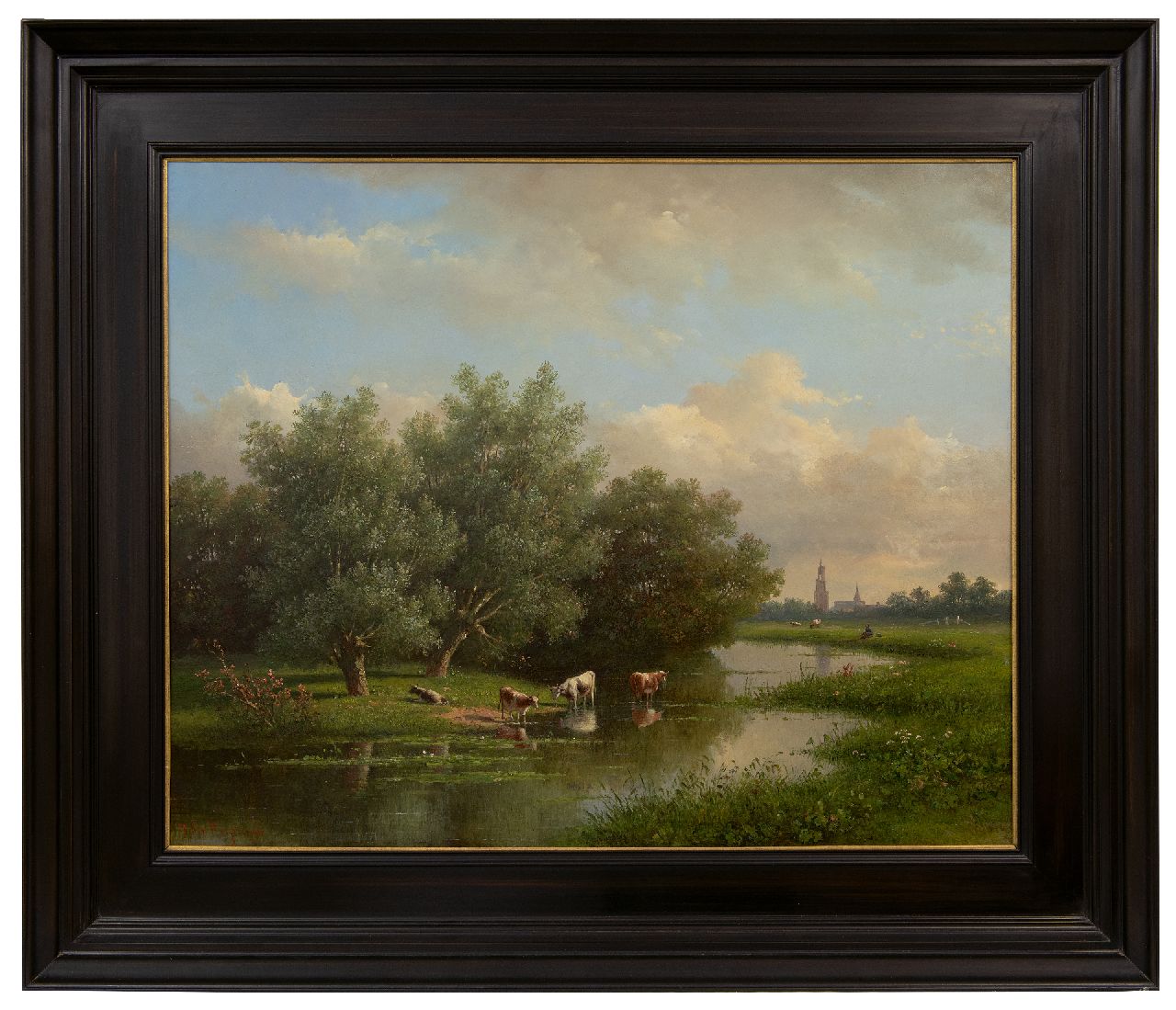 Wisselingh J.P. van | Johannes Pieter van Wisselingh | Paintings offered for sale | Cows in a summer landscape near Amersfoort, oil on panel 58.3 x 72.4 cm, signed l.l.