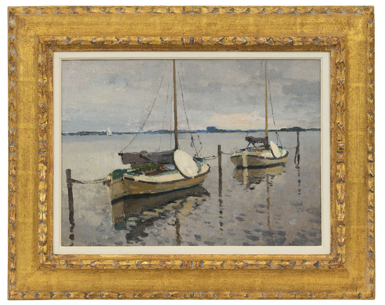Vreedenburgh C.  | Cornelis Vreedenburgh | Paintings offered for sale | Moored Dutch sailing ships, oil on canvas 29.4 x 40.3 cm