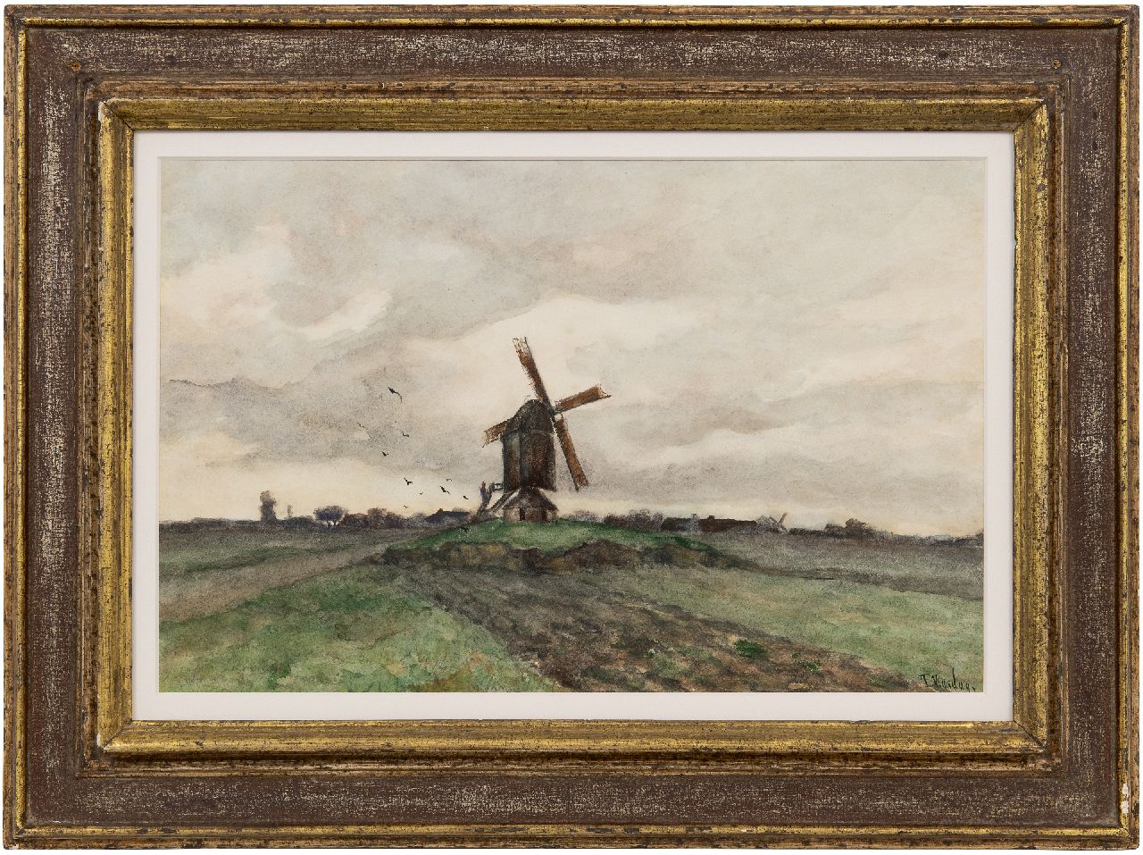 Mesdag T.  | Taco Mesdag | Watercolours and drawings offered for sale | Windmilll in Drenthe, watercolour on paper 35.5 x 52.0 cm, signed l.r.