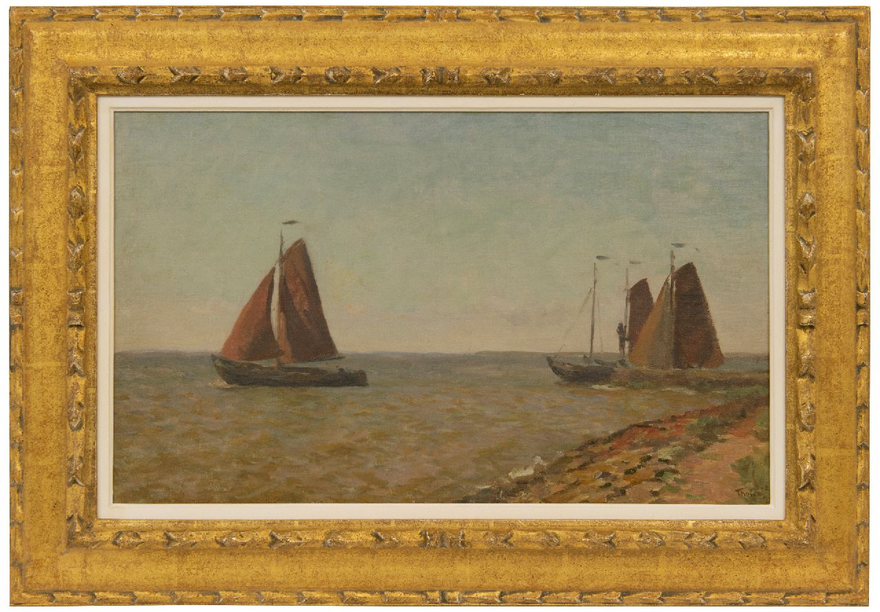 Tholen W.B.  | Willem Bastiaan Tholen | Paintings offered for sale | Ships leaving the harbour, oil on canvas laid down on panel 31.9 x 52.0 cm, signed l.r. and dated '26