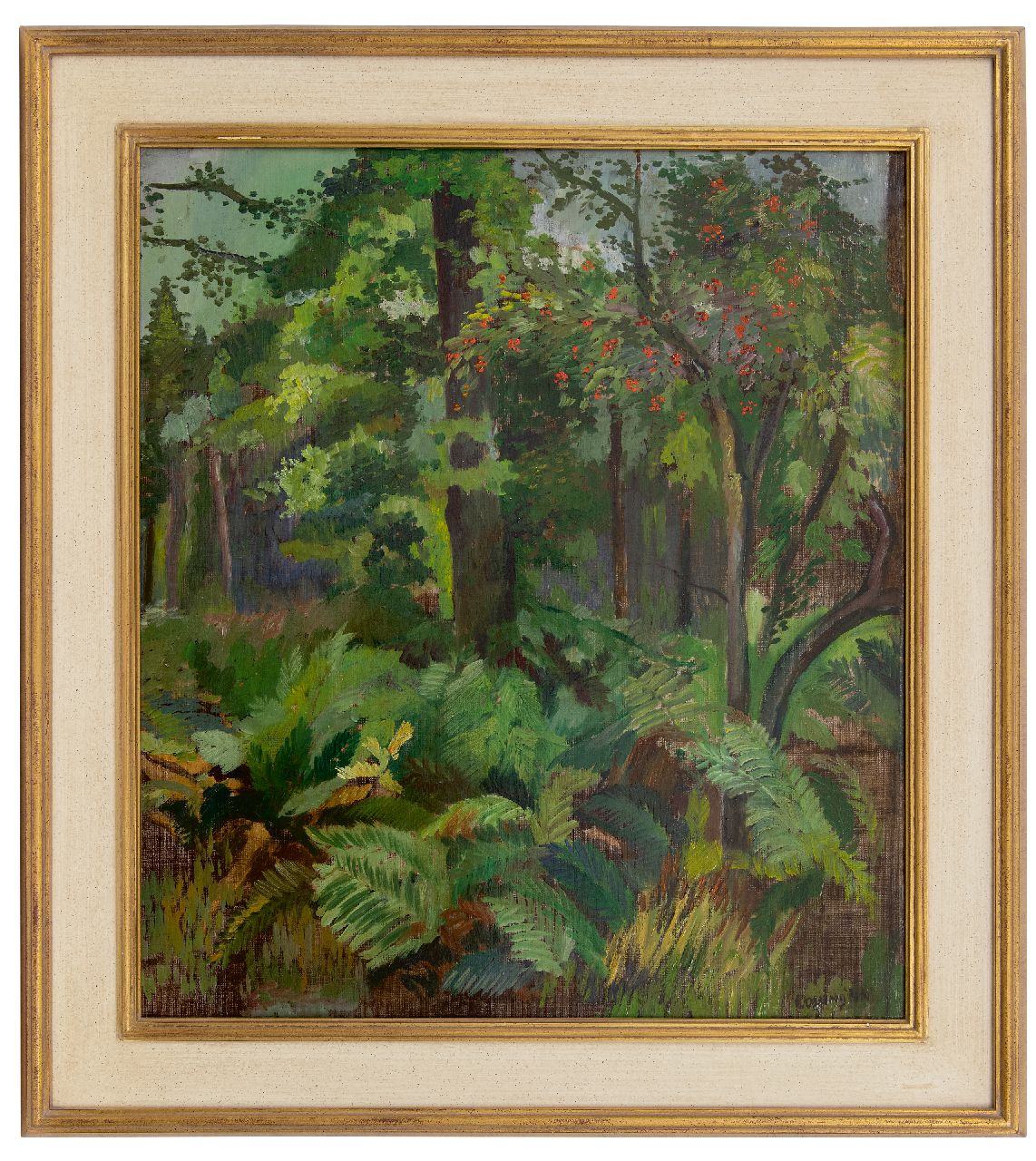 Bieruma Oosting A.J.W.  | Adriana Johanna Wilhelmina 'Jeanne' Bieruma Oosting, Forest view at the Lauswolt estate, oil on canvas 64.9 x 56.9 cm, signed l.r. and dated '44