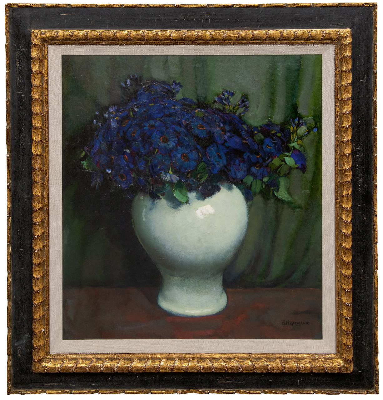 Hogerwaard F.  | François 'Frans' Hogerwaard | Paintings offered for sale | Blue flowers in a white pot, oil on canvas 70.0 x 60.0 cm, signed l.r.
