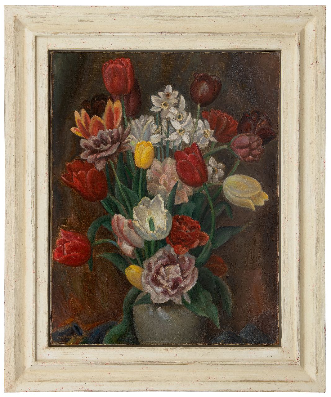Gestel L.  | Leendert 'Leo' Gestel | Paintings offered for sale | Flower still life, oil on canvas 70.6 x 55.3 cm, signed l.l. and dated 1926 on the reverse