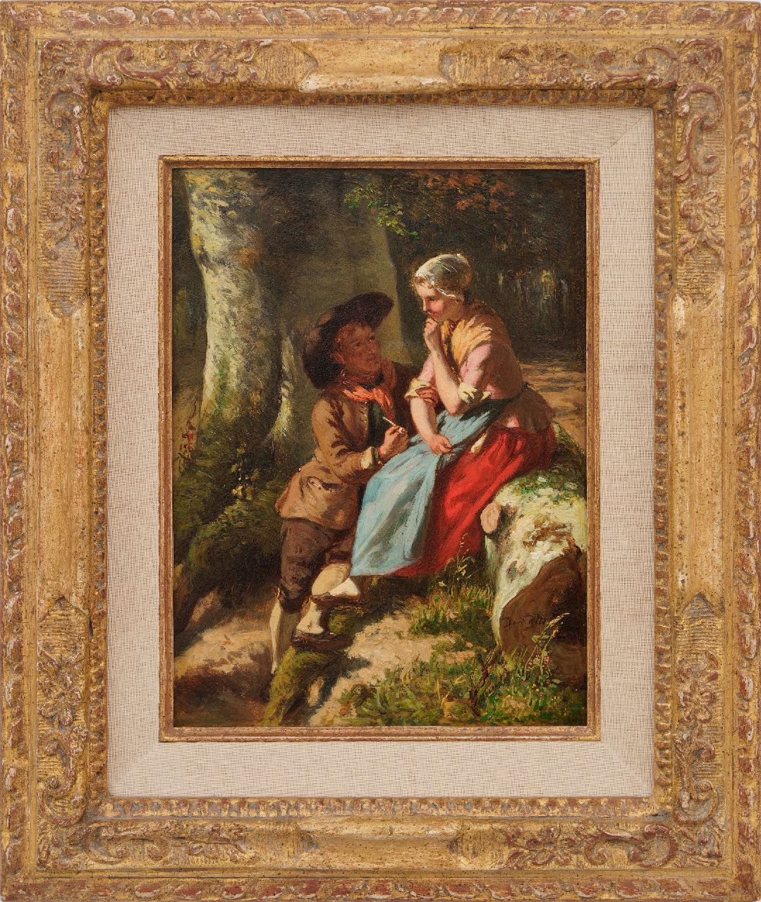 Bles D.J.  | David Joseph Bles | Paintings offered for sale | The suitor, oil on panel 25.1 x 18.5 cm, signed l.r.