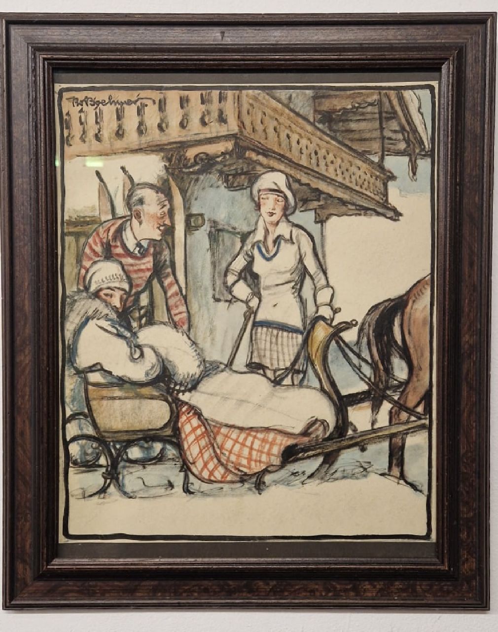 Boehmer K.W. | Karl Wolfgang Boehmer, With the sleigh, watercolour and gouache on paper 39.7 x 32.8 cm, signed u.l. and without frame Boehmer K.W. | Karl Wolfgang Boehmer, With the sleigh, watercolour and gouache on paper 39.7 x 32.8 cm, signed u.l. and without frame